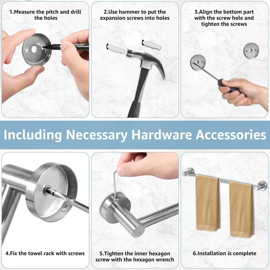 Retractable Towel Bar Stainless Steel | Adjustable Extendable Wall Mounted Rack | Space Saving Bathroom Holder