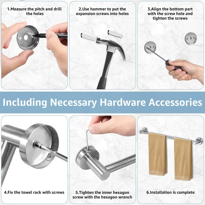 Retractable Towel Bar Stainless Steel | Adjustable Extendable Wall Mounted Rack | Space Saving Bathroom Holder