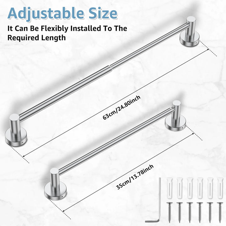 Retractable Towel Bar Stainless Steel | Adjustable Extendable Wall Mounted Rack | Space Saving Bathroom Holder