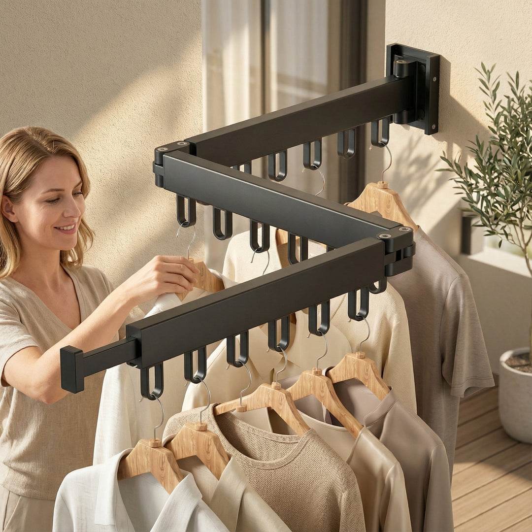 Retractable Wall Drying Rack | Space-Saving Folding Design