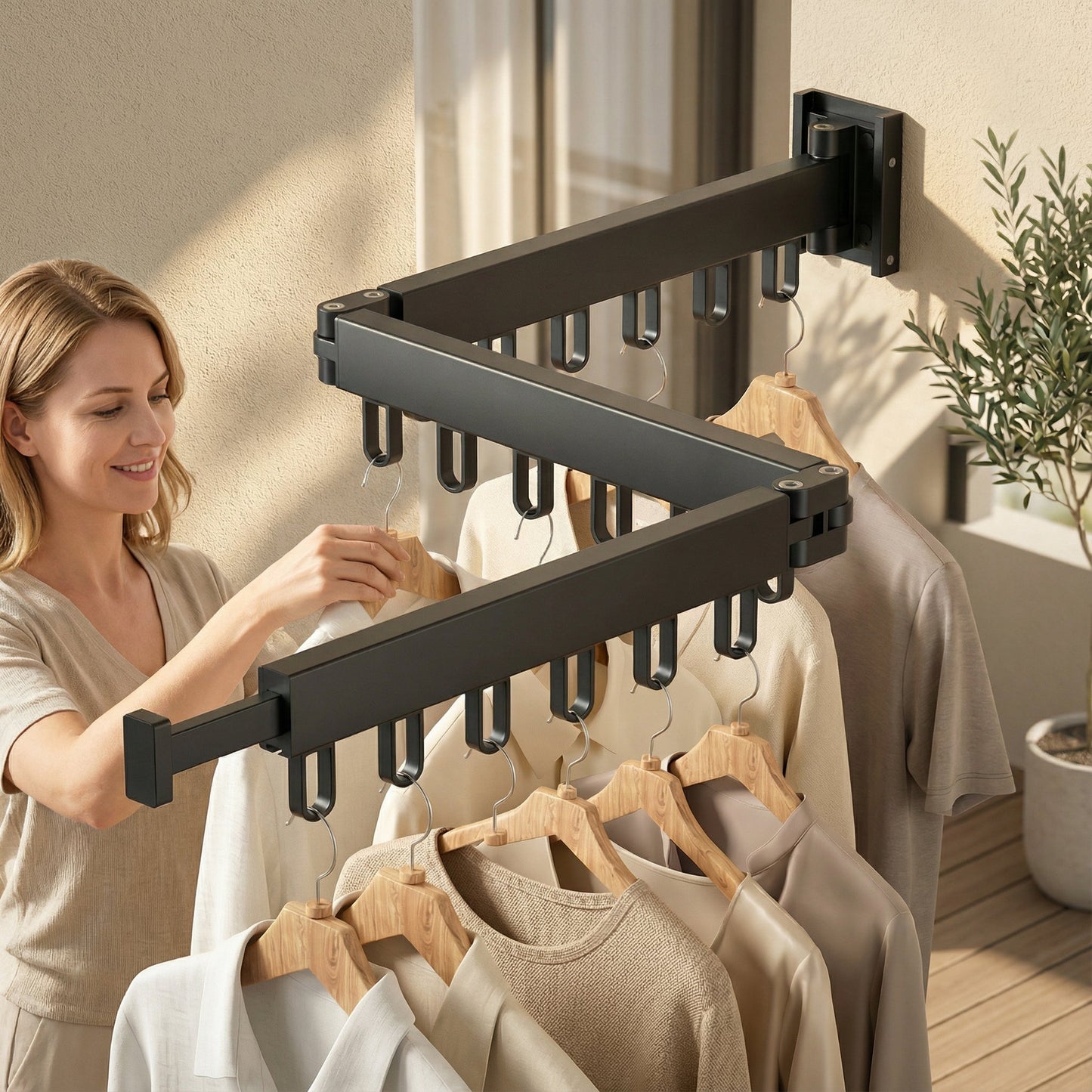 Retractable Wall Drying Rack | Space-Saving Folding Design