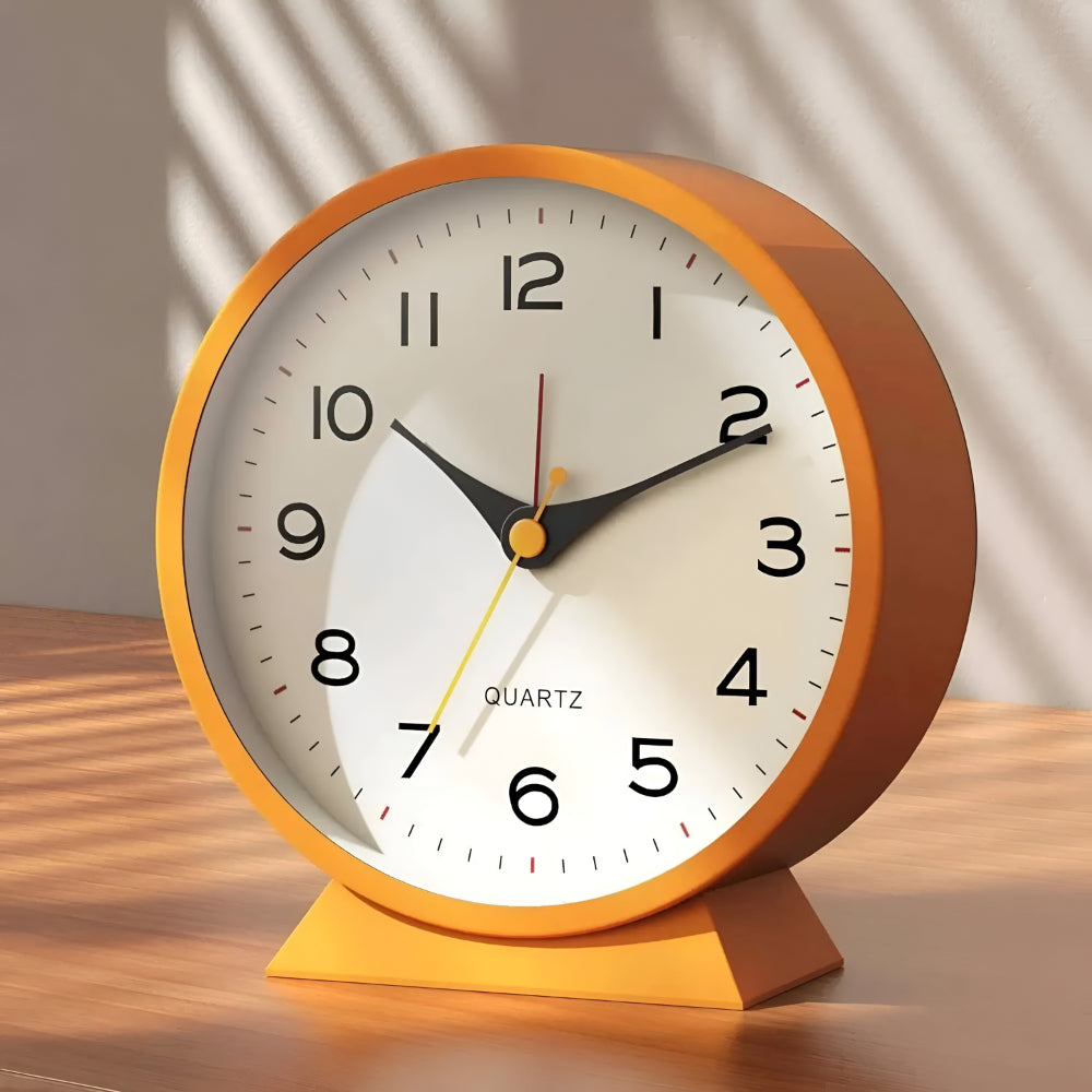 Retro Round Analog Alarm Clock Silent Non-Ticking Light Button