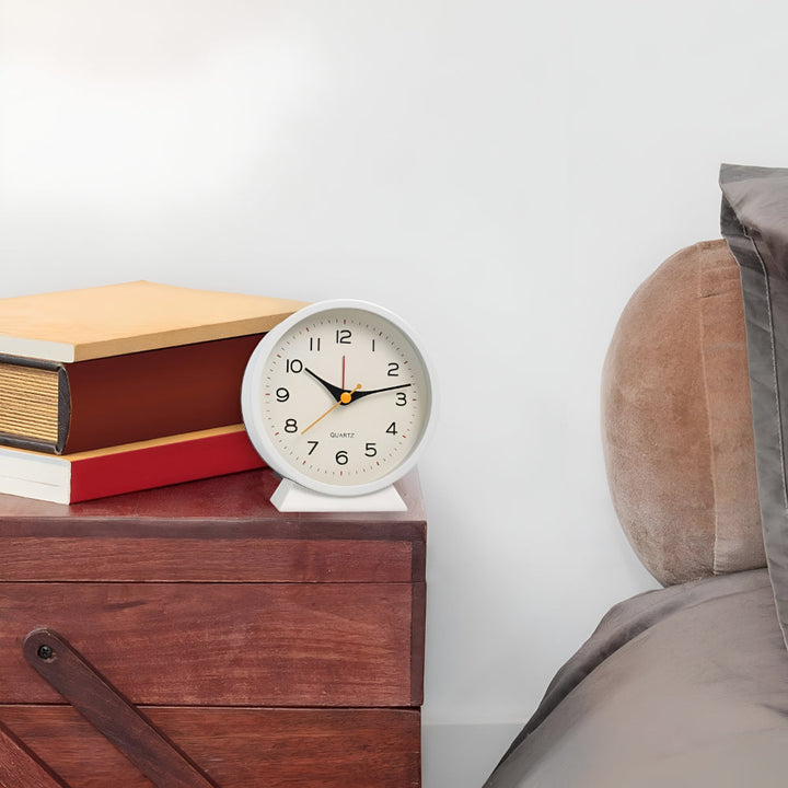 Retro Round Analog Alarm Clock Silent Non-Ticking Light Button