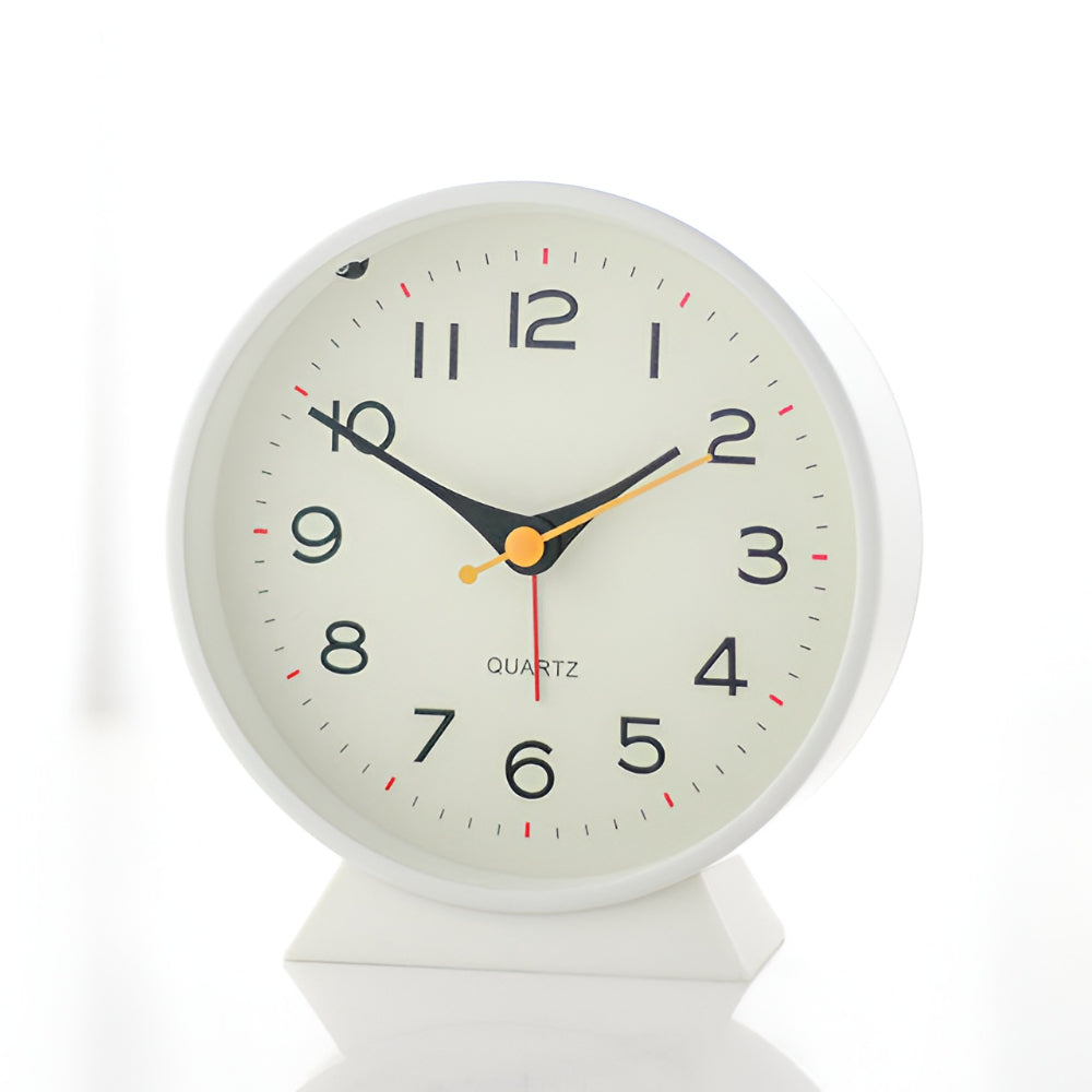Retro Round Analog Alarm Clock Silent Non-Ticking Light Button