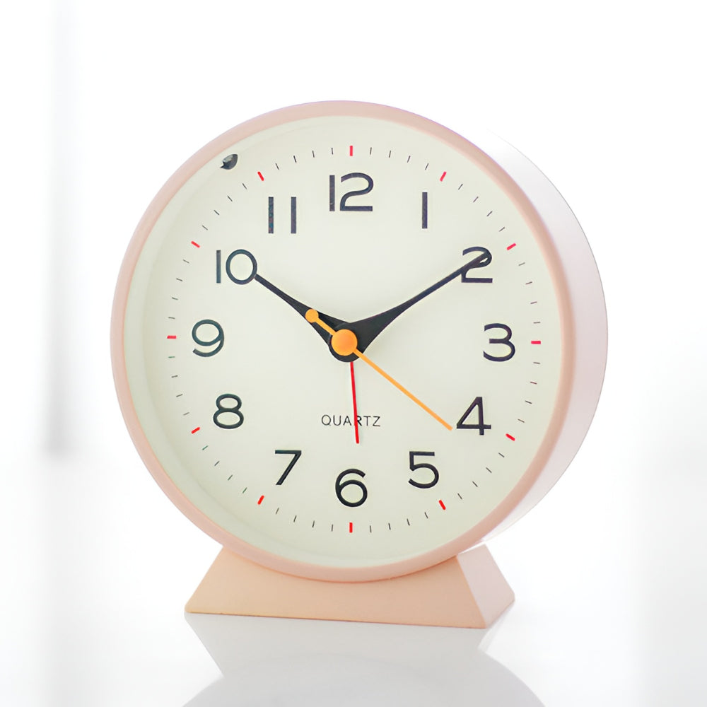 Retro Round Analog Alarm Clock Silent Non-Ticking Light Button