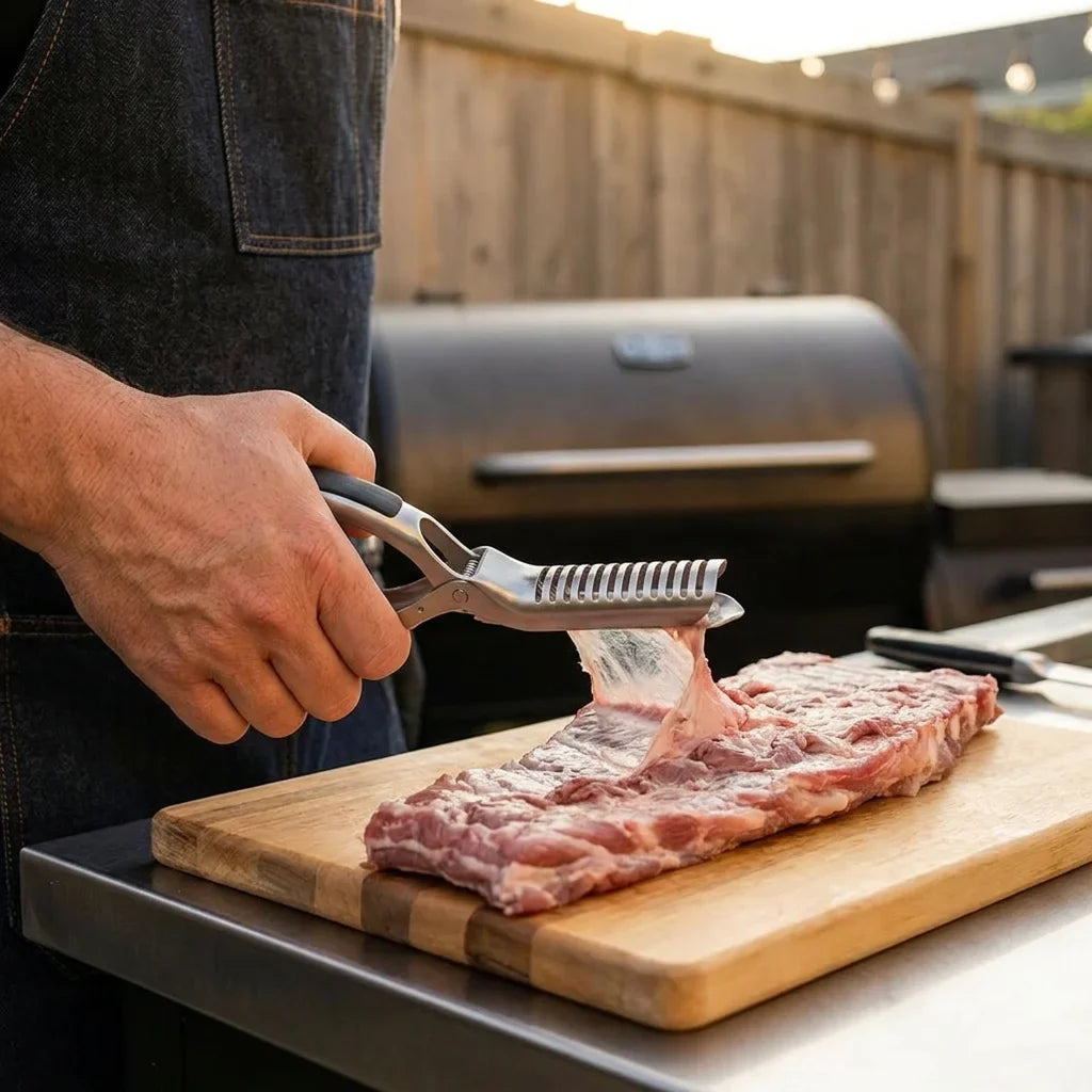 Rib Membrane Remover Tool Stainless Steel | Non-Slip Ergonomic Handle | Rust-Resistant, Dishwasher-Safe BBQ Prep Tool