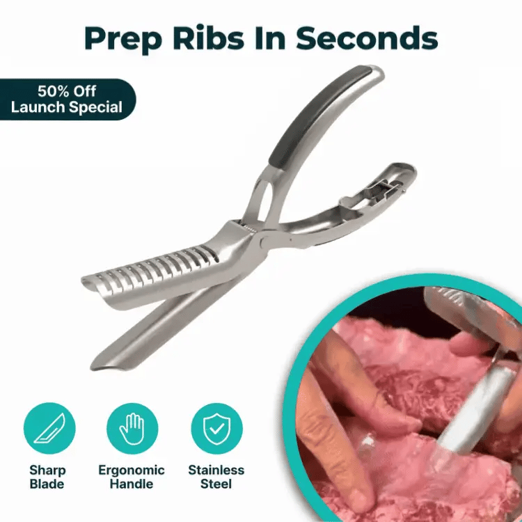 Rib Membrane Remover Tool Stainless Steel | Non-Slip Ergonomic Handle | Rust-Resistant, Dishwasher-Safe BBQ Prep Tool