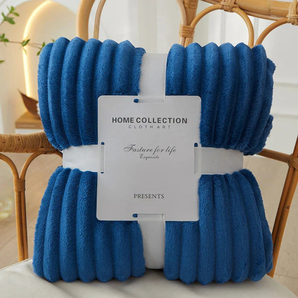 Ribbed Stripe Throw Blanket Soft Warm Machine Washable