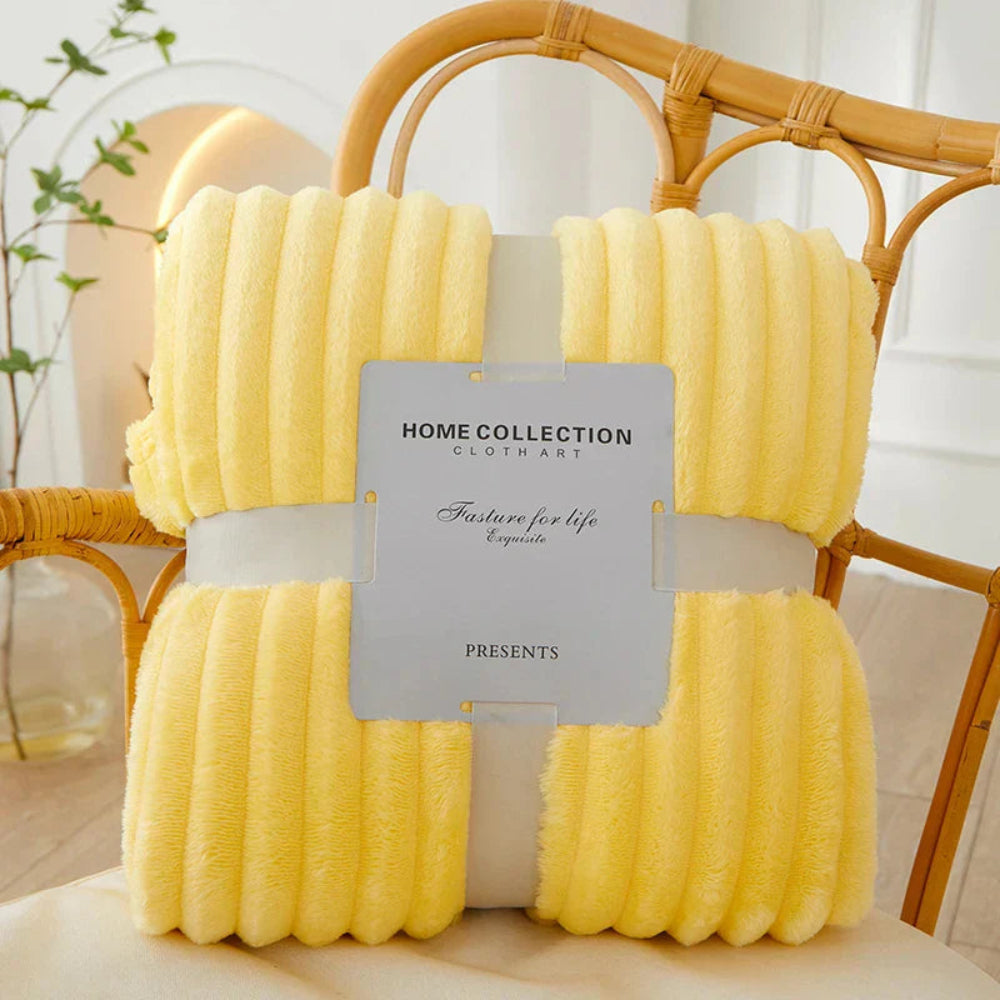 Ribbed Stripe Throw Blanket Soft Warm Machine Washable