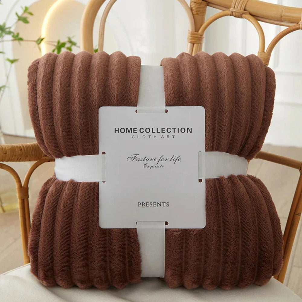 Ribbed Stripe Throw Blanket Soft Warm Machine Washable