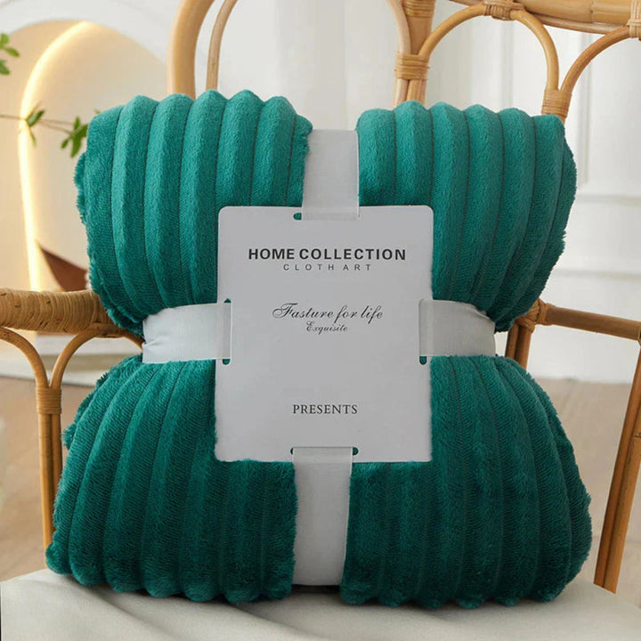 Ribbed Stripe Throw Blanket Soft Warm Machine Washable
