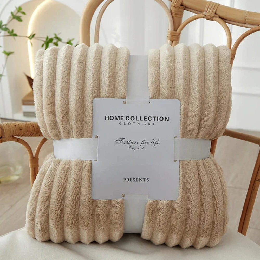 Ribbed Stripe Throw Blanket Soft Warm Machine Washable