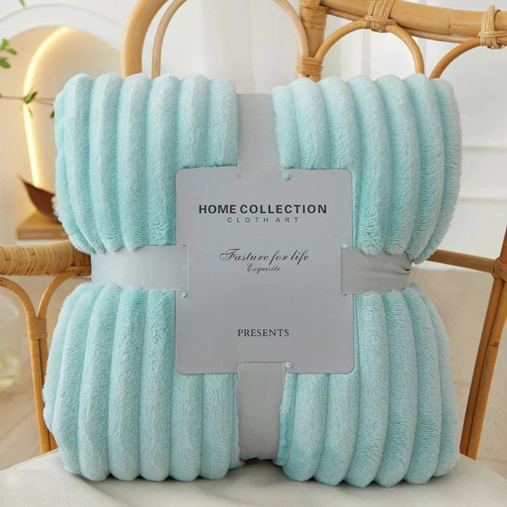 Ribbed Stripe Throw Blanket Soft Warm Machine Washable