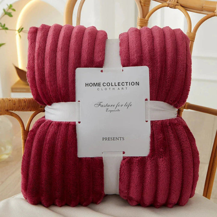 Ribbed Stripe Throw Blanket Soft Warm Machine Washable