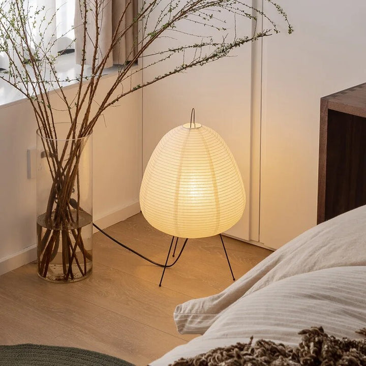 Rice Paper Table Lamp | Japanese-Inspired LED Design | Energy-Efficient Ambient Lighting for Living Room, Bedroom or Office
