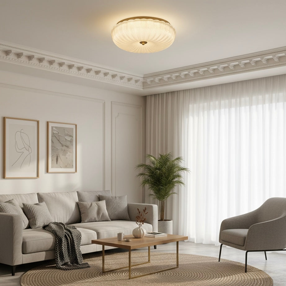 RippleGlow flush mount ceiling light featuring elegant textured glass for refined indoor illumination.