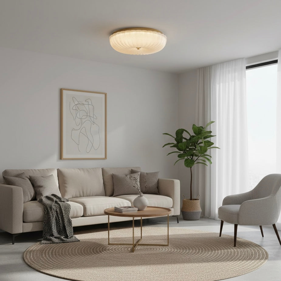 RippleGlow flush mount ceiling light featuring elegant textured glass for refined indoor illumination.