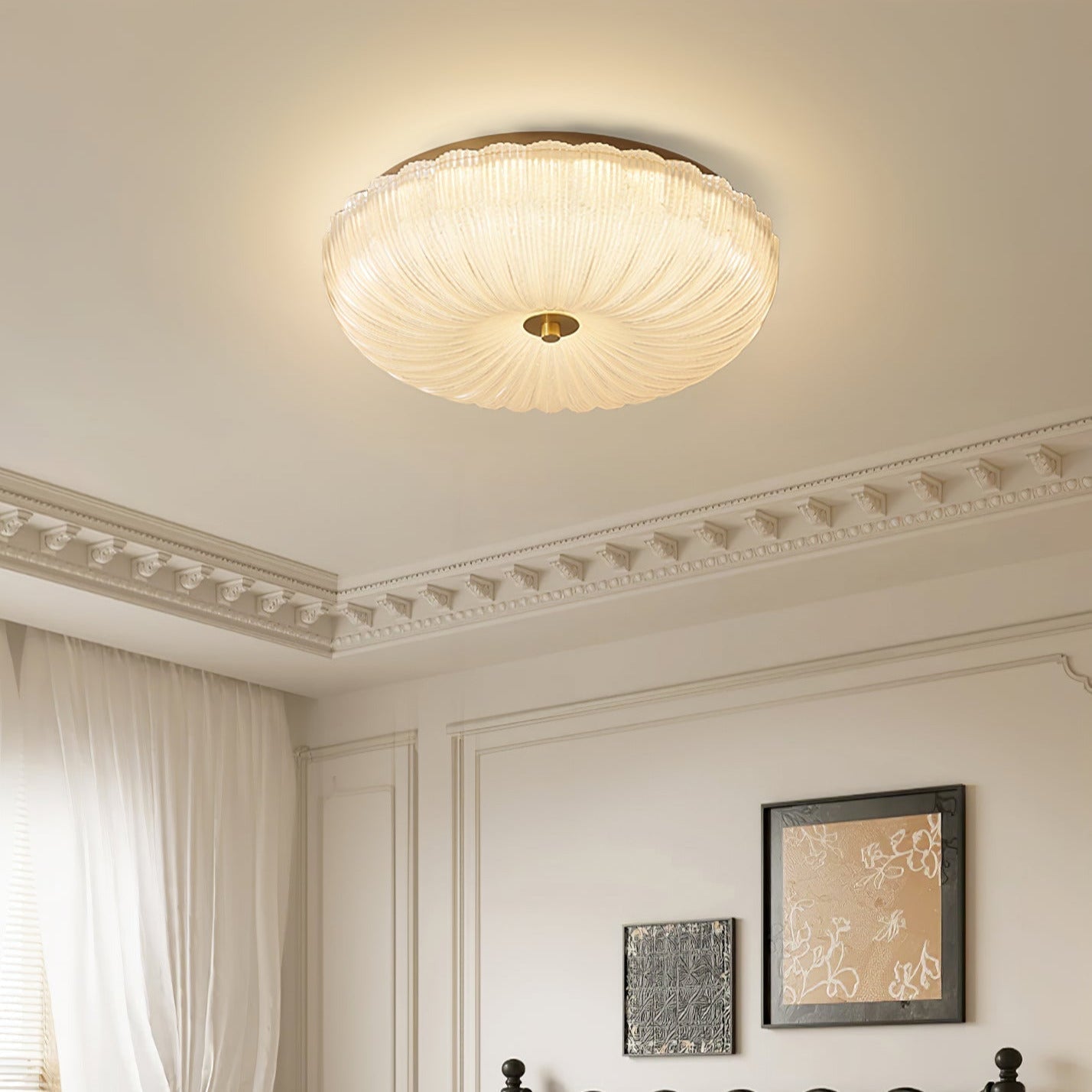 RippleGlow | Elegant Textured Glass Flush Mount Ceiling Light Fixture 11