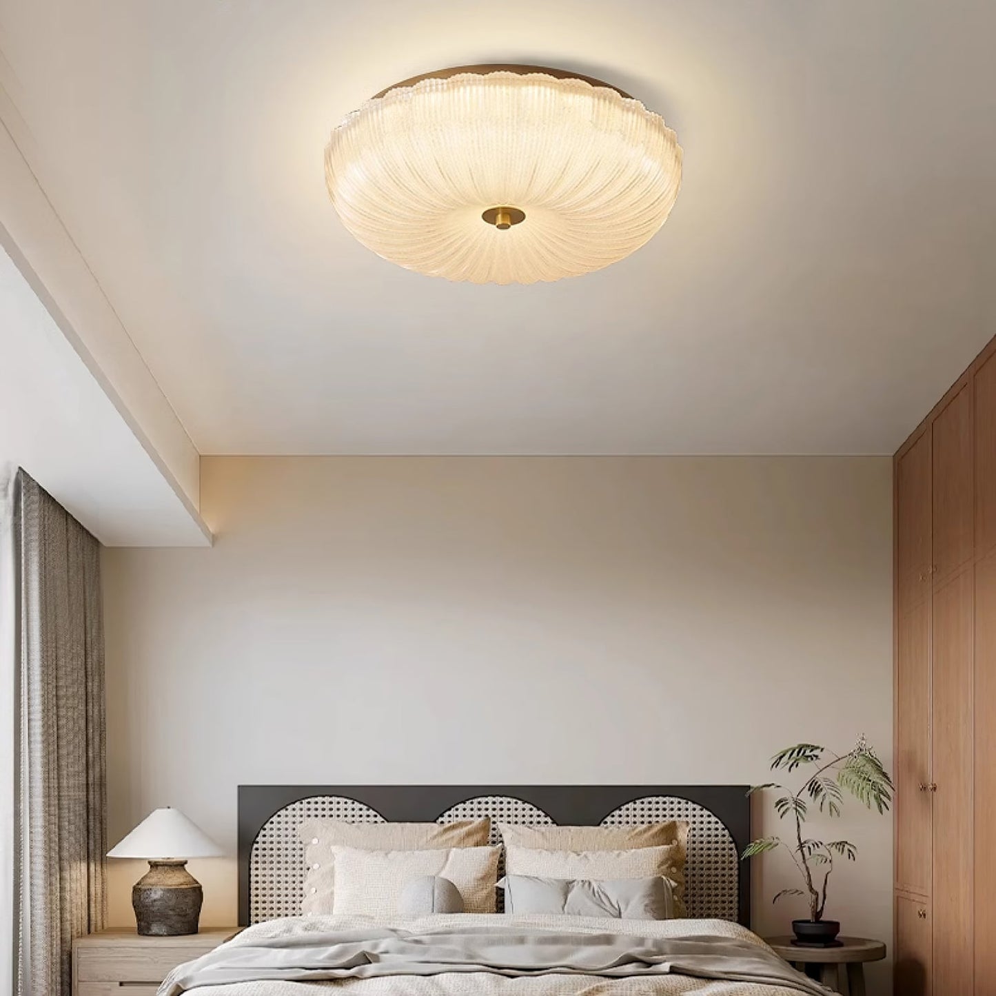 RippleGlow | Elegant Textured Glass Flush Mount Ceiling Light Fixture 2