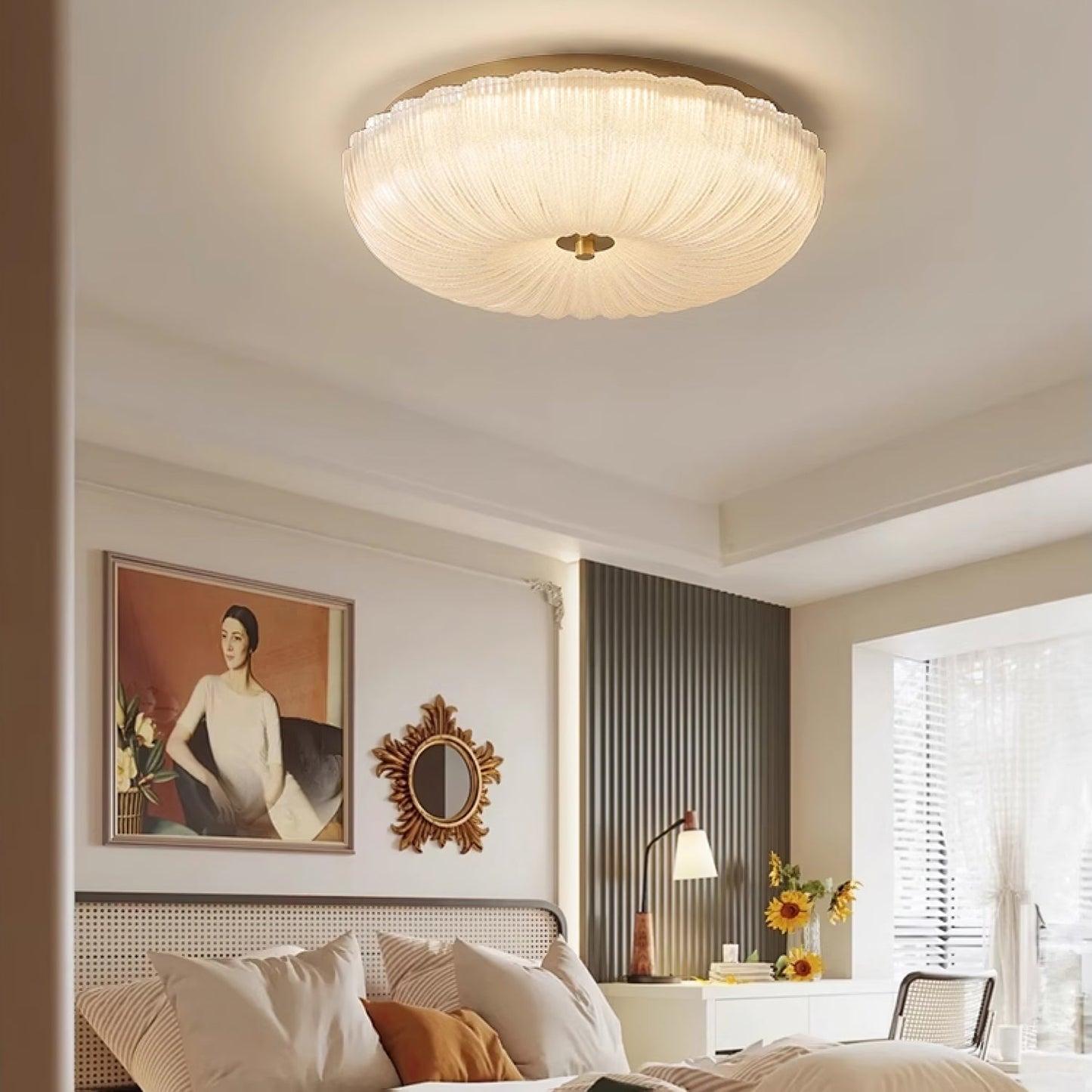 RippleGlow | Elegant Textured Glass Flush Mount Ceiling Light Fixture 3