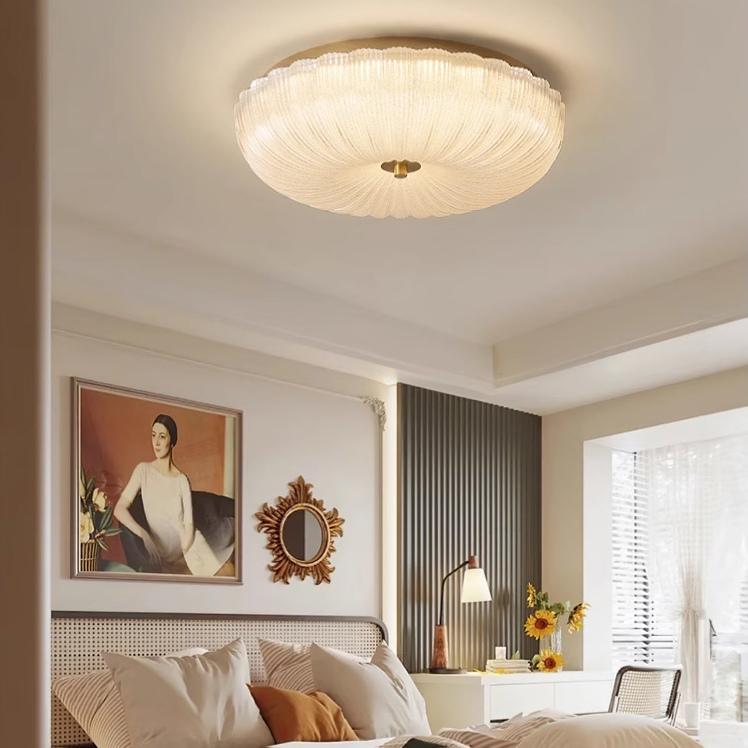 RippleGlow | Elegant Textured Glass Flush Mount Ceiling Light Fixture 3