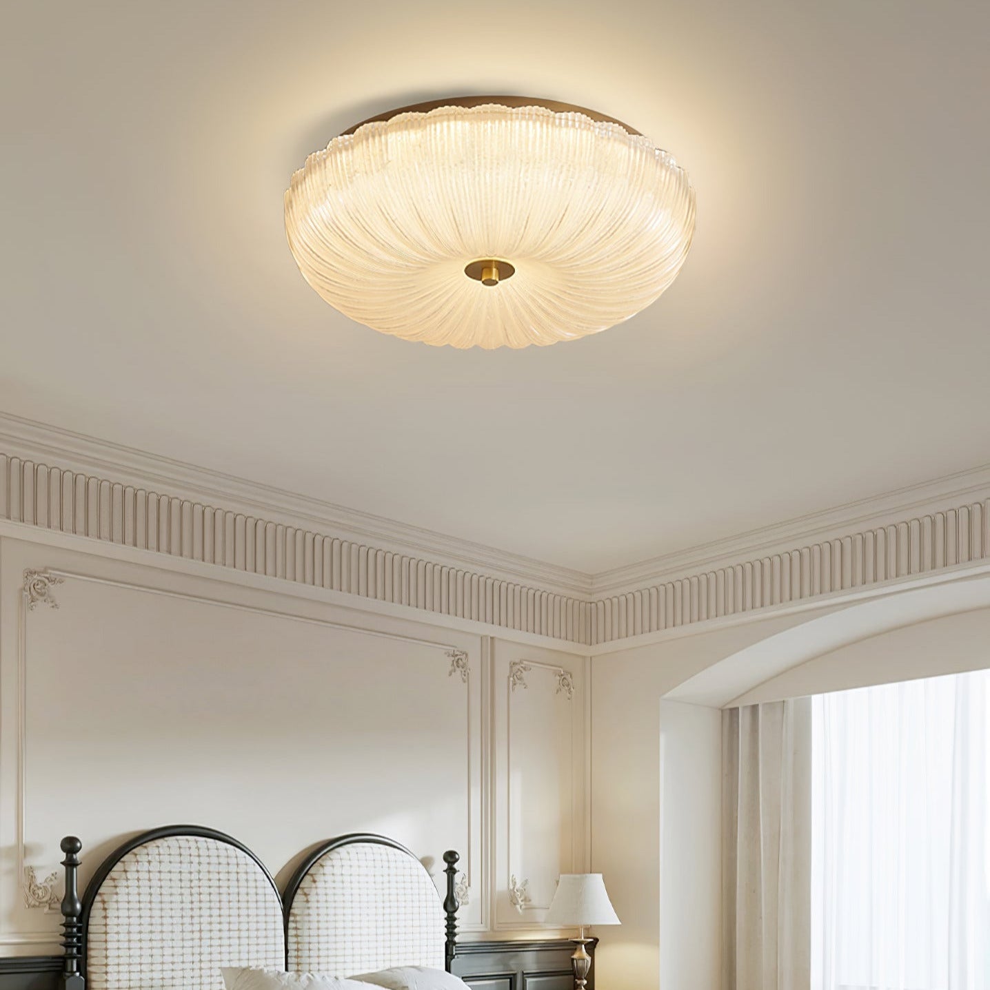 RippleGlow | Elegant Textured Glass Flush Mount Ceiling Light Fixture 4