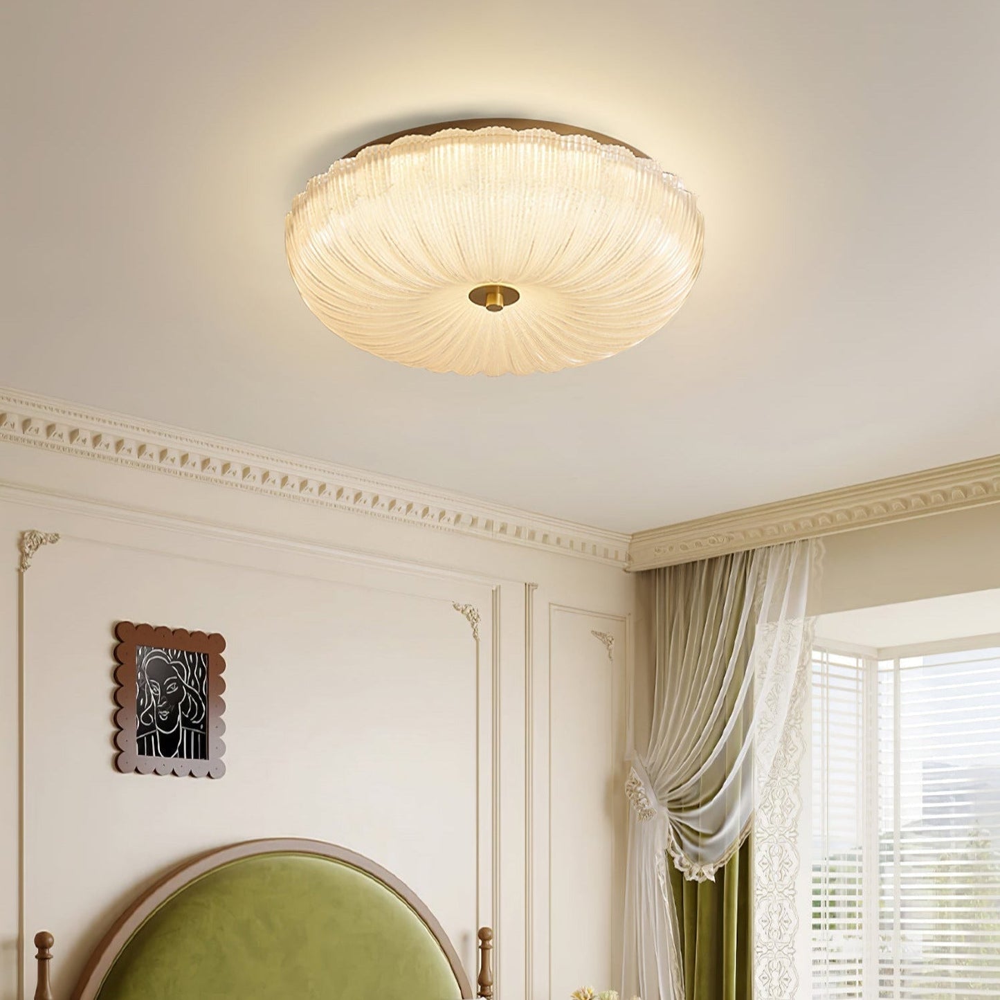RippleGlow | Elegant Textured Glass Flush Mount Ceiling Light Fixture 6