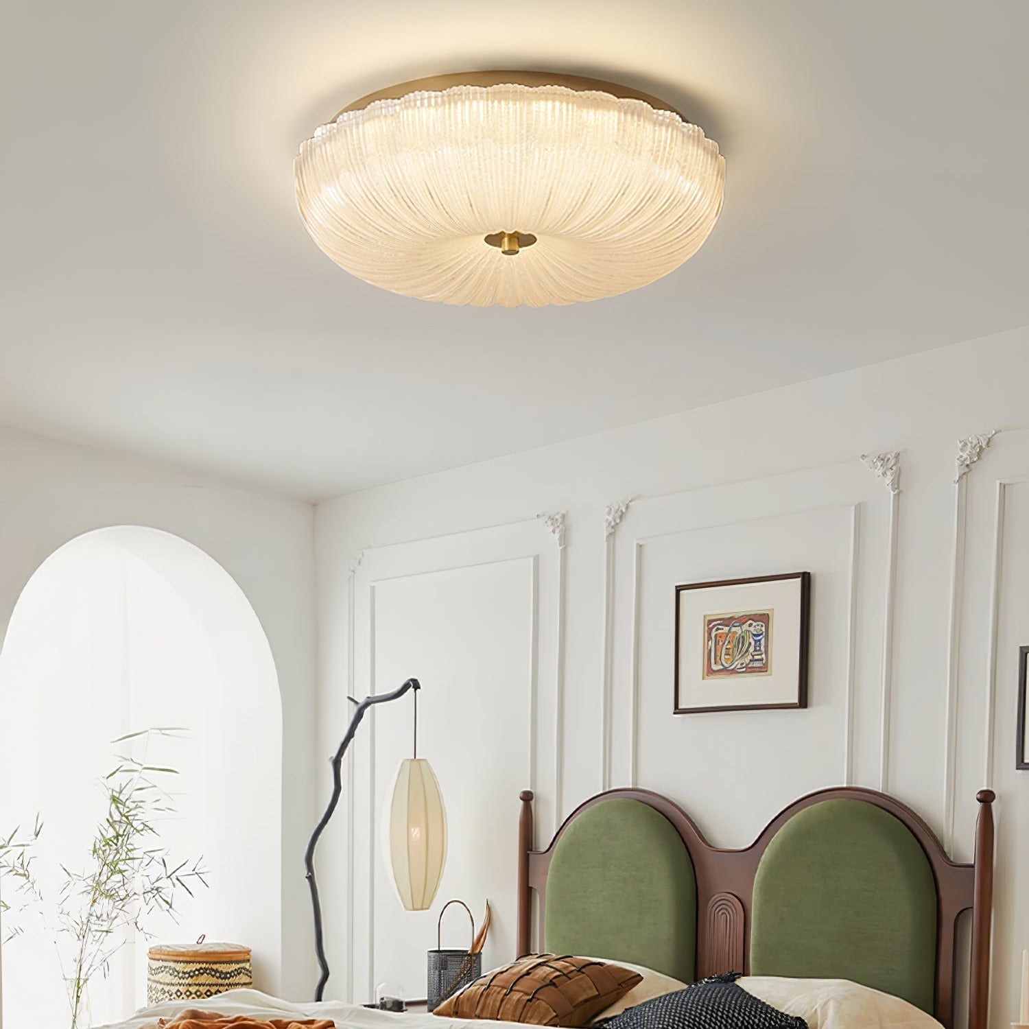 RippleGlow | Elegant Textured Glass Flush Mount Ceiling Light Fixture 7