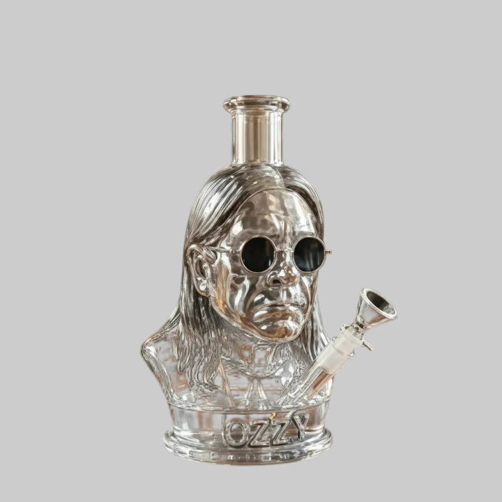 Rock Legend Bust Glass Water Pipe Halloween Decoration | Removable Glass Bowl &amp; Downstem | Borosilicate Glass Centerpiece