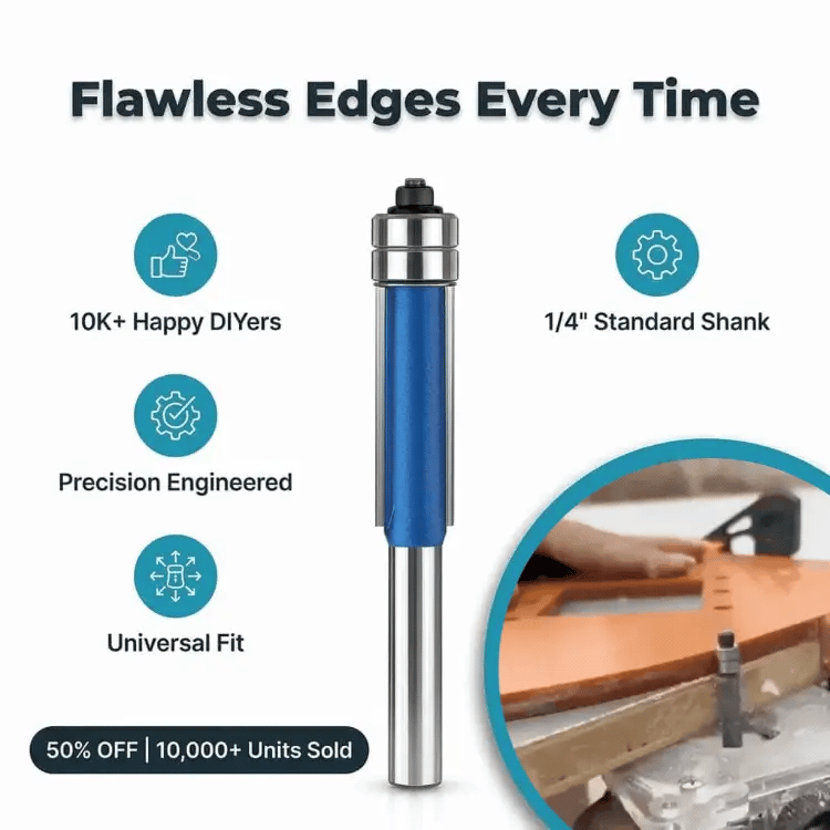 Rotary Deburring Bit Set (Pack of 4) | Dual Bearing Design for Vibration-Free Cuts | Fits 6.35 mm Standard Shank Tools