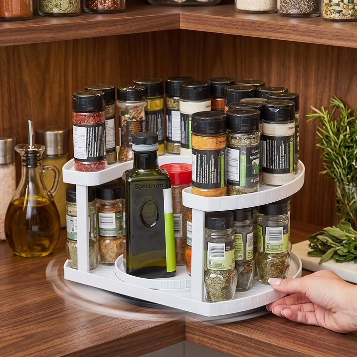 Rotating Spice Organizer | Two Tiers, Raised Rails