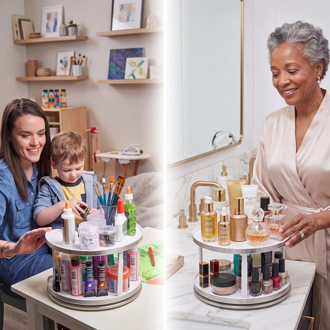 Rotating Spice Organizer | Two Tiers, Raised Rails