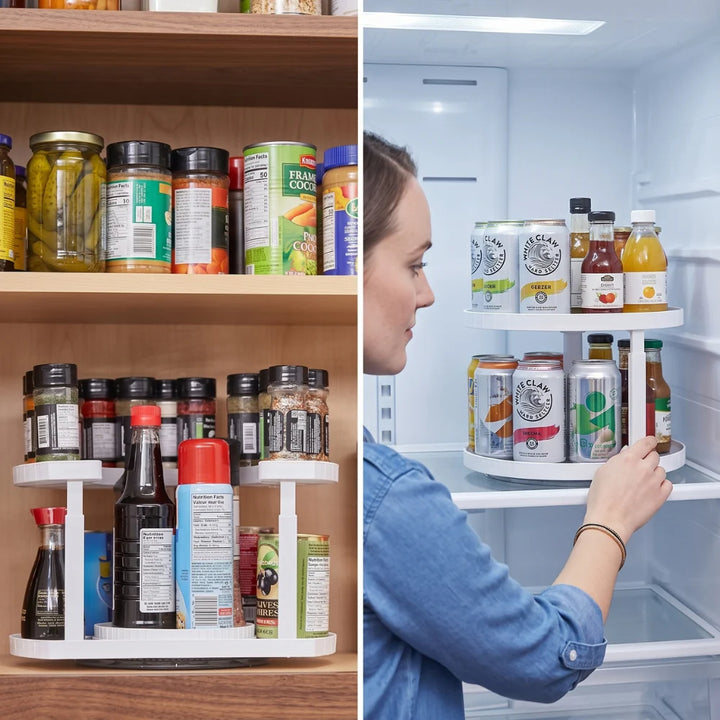 Rotating Spice Organizer | Two Tiers, Raised Rails