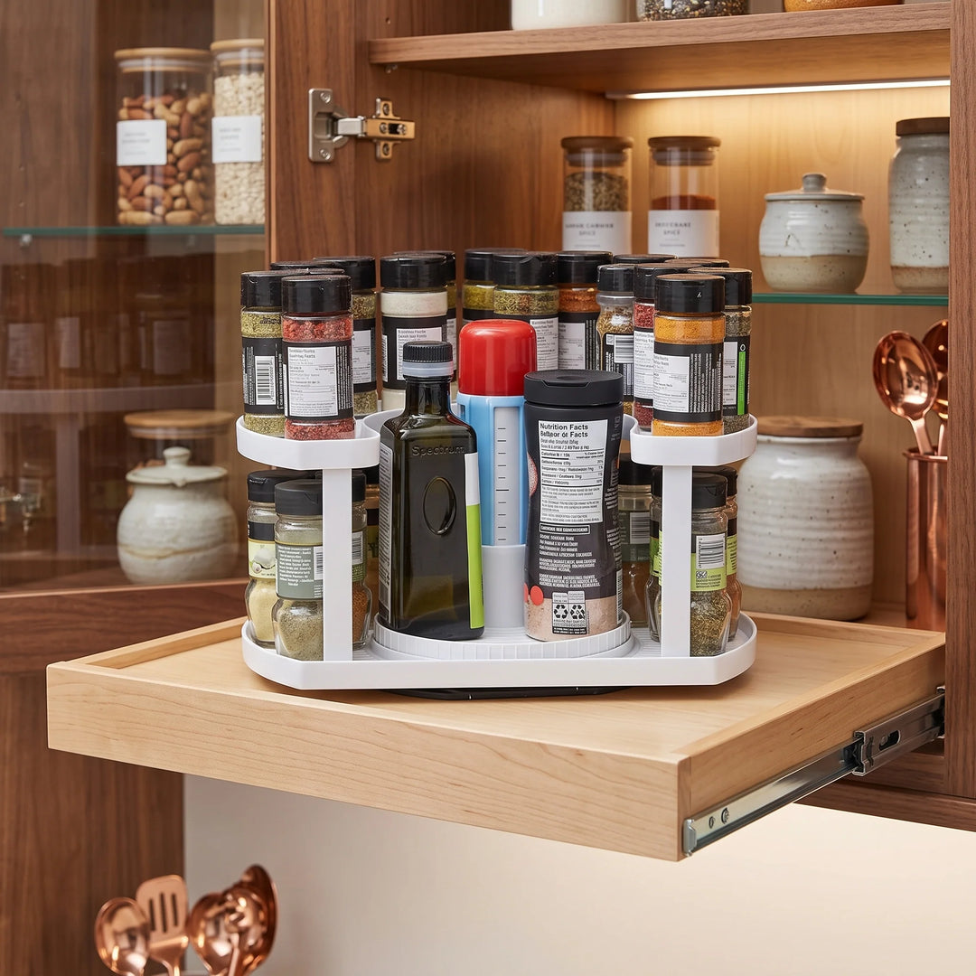 Rotating Spice Organizer | Two Tiers, Raised Rails