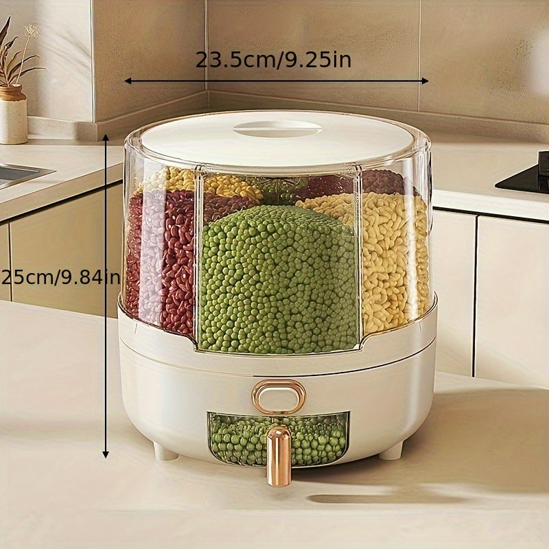 Rotating Airtight Food Storage Container | Large-Capacity Grain & Cereal Dispenser with 360° Design 0