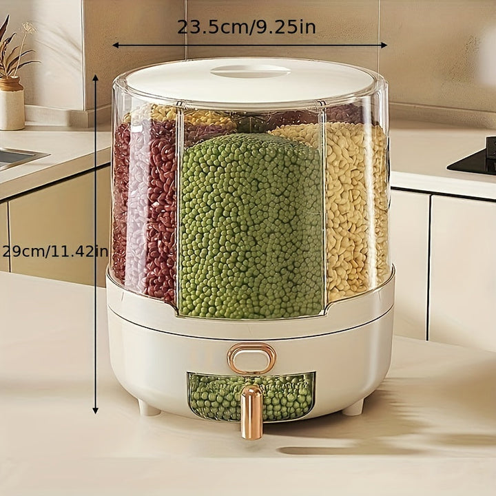 Rotating Airtight Food Storage Container | Large-Capacity Grain &amp; Cereal Dispenser with 360° Design 5