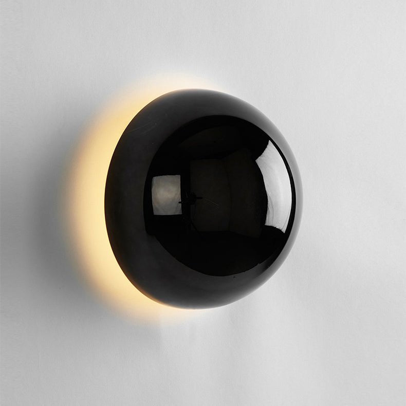 Round Metal Wall Lamp | LED Halo Backlight Effect | Modern Sculptural Design for Hallways, Bedrooms &amp; Living Rooms