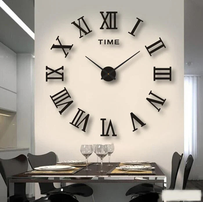 Round Wall Clock 40-130 cm | Black, Silver, Golden or Glowing Numbers | Silent Quartz Movement, Wall Mount Included