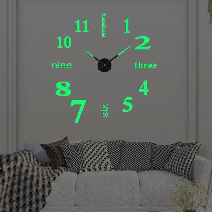 Round Wall Clock 40-130 cm | Black, Silver, Golden or Glowing Numbers | Silent Quartz Movement, Wall Mount Included