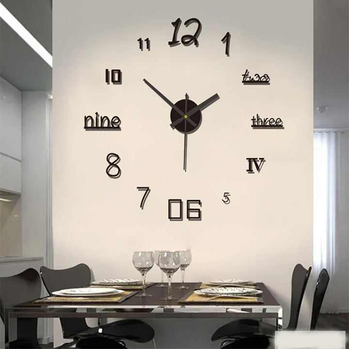 Round Wall Clock 40-130 cm | Black, Silver, Golden or Glowing Numbers | Silent Quartz Movement, Wall Mount Included