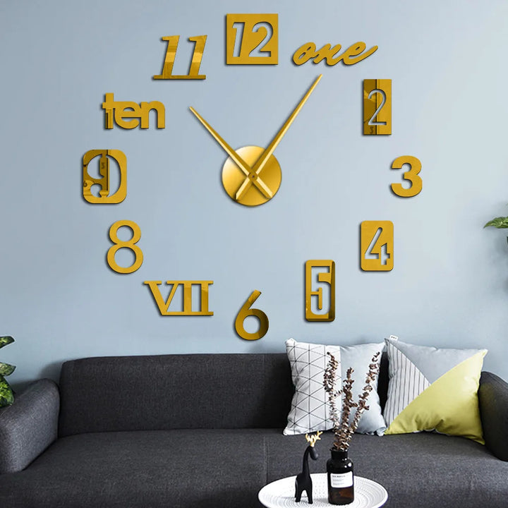 Round Wall Clock 40-130 cm | Black, Silver, Golden or Glowing Numbers | Silent Quartz Movement, Wall Mount Included