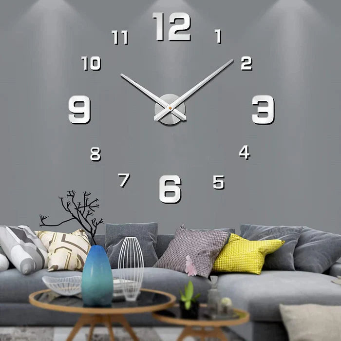 Round Wall Clock 40-130 cm | Black, Silver, Golden or Glowing Numbers | Silent Quartz Movement, Wall Mount Included