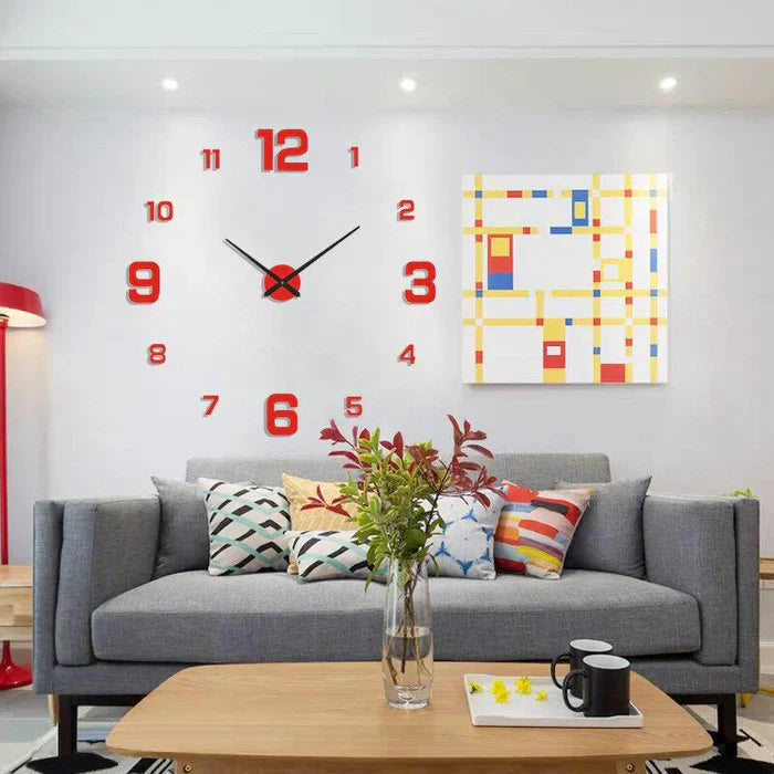 Round Wall Clock 40-130 cm | Black, Silver, Golden or Glowing Numbers | Silent Quartz Movement, Wall Mount Included