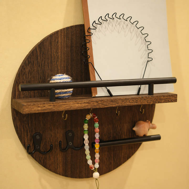 Round Wooden Key Holder | Stylish &amp; Eco-Friendly Wall Organiser 2