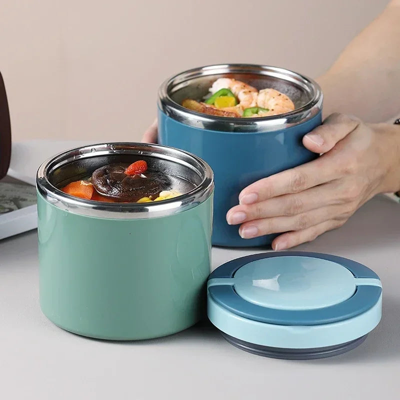 Thermal Lunch Box Stainless Steel 630 ml / 1000 ml | Leak-Proof &amp; Double-Walled Insulation | Blue, Green, Pink with Handle 1