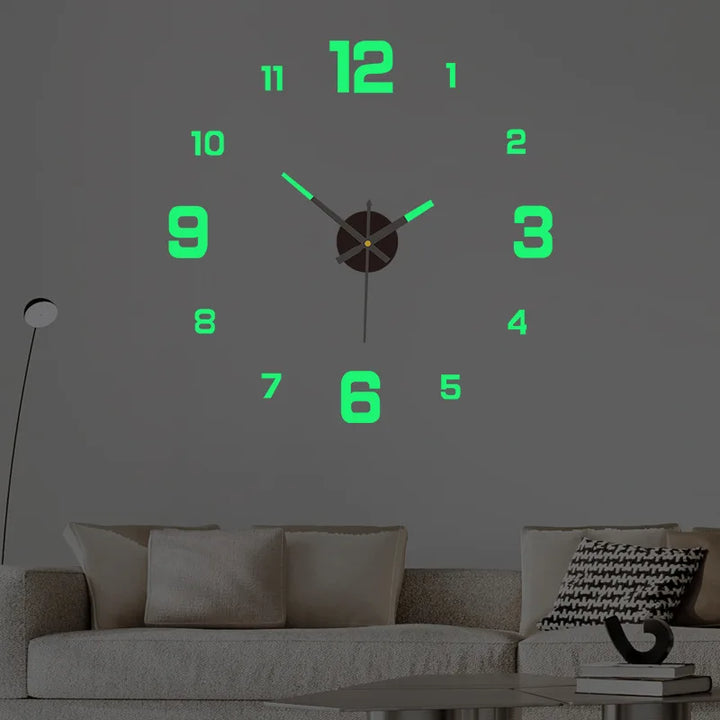 3D Wall Clock Acrylic | Frameless DIY Design with Adhesive Numerals | Silent Mechanism with Glow-in-the-Dark Option 1