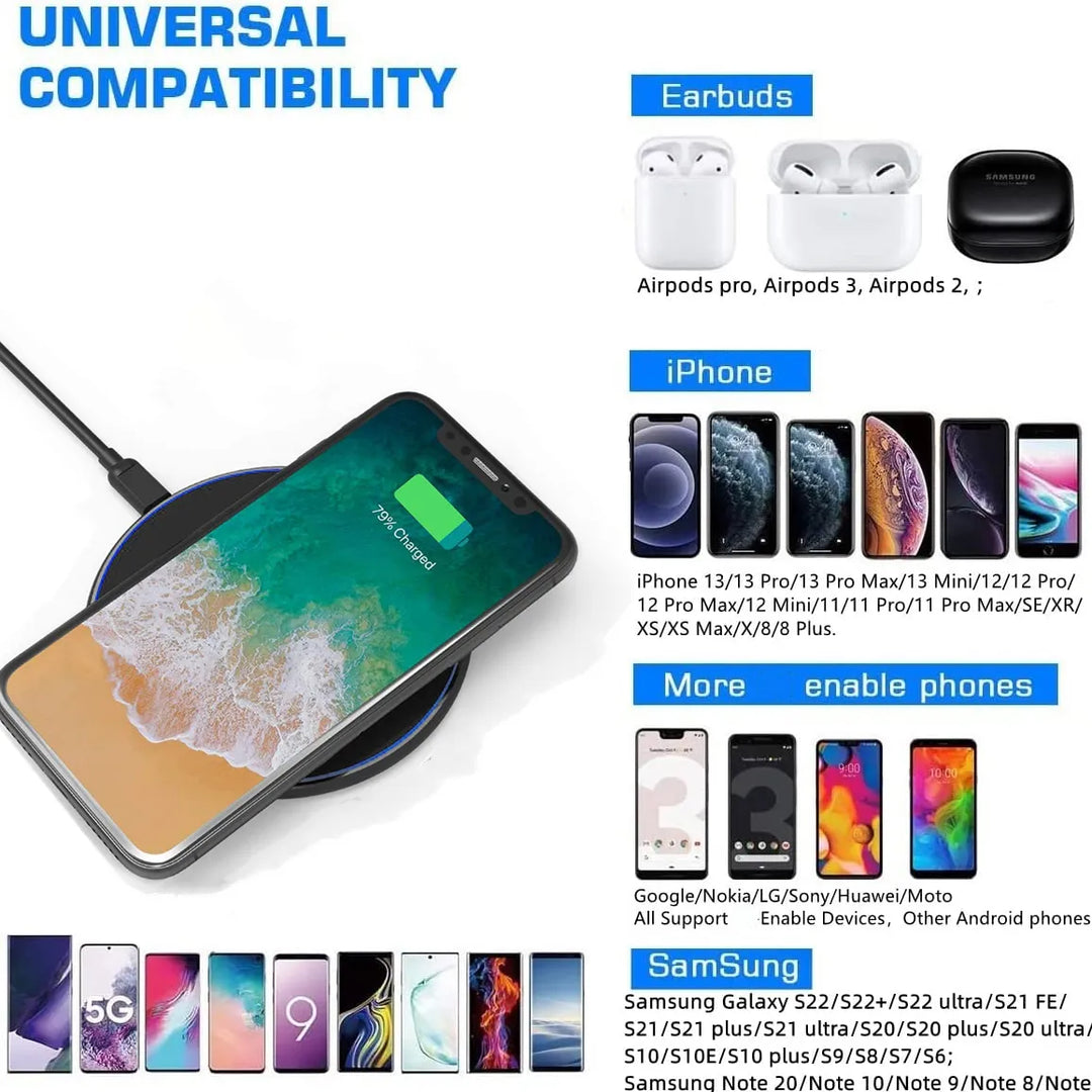 Round Wireless Charging Pad 30 W LED Status Ring Qi 10