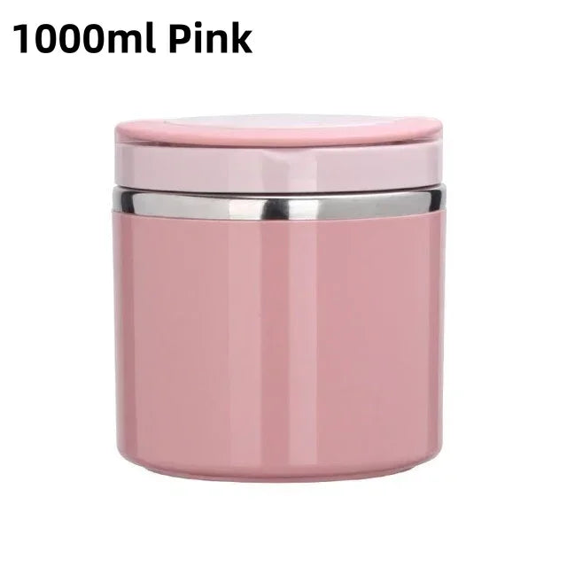 Thermal Lunch Box Stainless Steel 630 ml / 1000 ml | Leak-Proof &amp; Double-Walled Insulation | Blue, Green, Pink with Handle 11