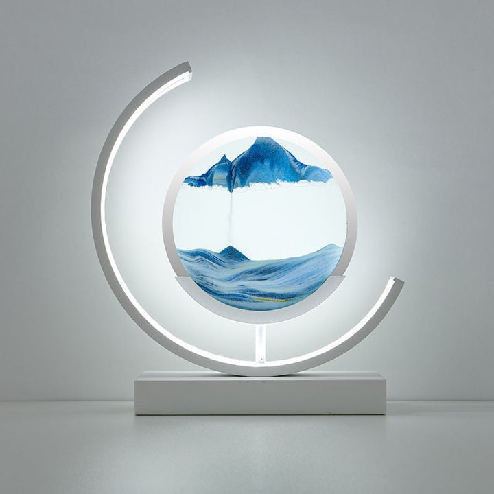 LED Sand Art Lamp Dimmable Glass Metal Night Light with Adjustable Brightness 12