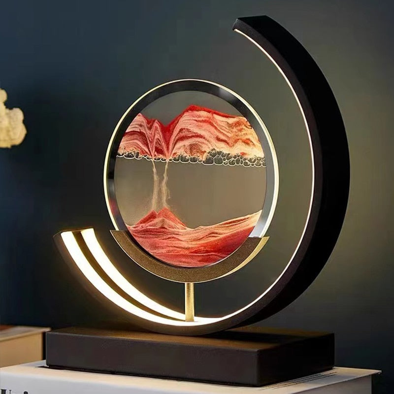 LED Sand Art Lamp Dimmable Glass Metal Night Light with Adjustable Brightness 1